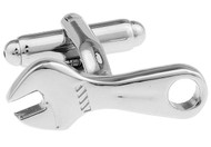 silver wrench cufflinks close up image