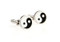 Round Yin Yang Cufflinks shown as a pair close up image