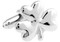 3 Three Leaf Clover Shinny Smooth Silver Shamrock Cufflinks single image close up