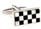 Abalone Checkerboard Cufflinks single cufflink close up view