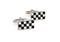 Abalone checkerboard cufflinks white & black on silver shown as pair side view