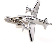 Airplane Jet Plane Commercial Prop Cufflinks Silver
