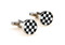 Round Black & abalone Checkerboard Cufflinks shown as a pair close up image