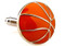silver and orange basket ball cufflinks close up image