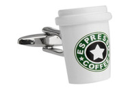 espresso coffee cup cuff links close up image