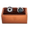 Working Thermostat & directional Compass Cufflinks displayed on presentation gift box close up image