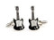 black and white electric guitar cufflinks shown as a pair close up image