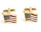 Gold American Flag cufflinks shown as a pair close up image