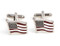 Silver waving USA Flag cufflinks shown as a pair close up image