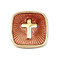 square brown and gold cross cufflinks close up image