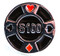 $500 poker chip cufflinks with heart, spade, diamond, clubs in black silver and red close up image