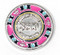 $500 casino poker chip cufflinks pink aqua and black close up image