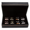 4 pairs of assorted Cuban cigar cufflinks gift set displayed in a cufflinks presentation gift box