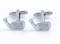 silver golf club putter cufflinks shown as a pair close up image