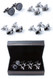 4 pairs of camera cufflinks gift sets; Gun metal camera mode knob cufflinks; black camera cufflinks with crystal; black camera cufflinks; silver camera cufflinks