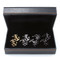 4 pairs of assorted ship wheel and anchor cufflinks gift set displayed in a presentation gift box