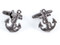 gun metal anchor cufflinks shown as a pair close up image