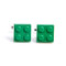 Green Lego Building Block Cufflinks close up mage