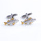silver & gold 2 tone big mouth bass cufflinks shown as a pair close up image