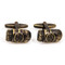 antique bronze cuban cigar cufflinks shown as a pair close up image