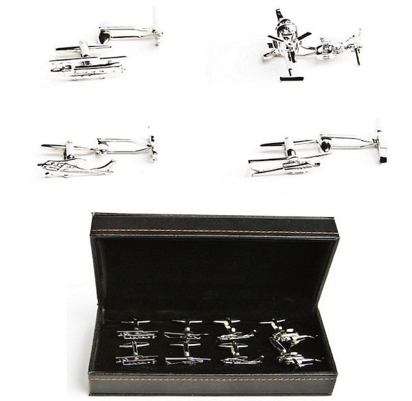 4 Pairs Assorted Helicopters Cufflinks Gift Set with Presentation Gift box
