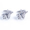 silver charging bull cufflinks shown as a pair close up image
