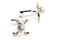gold golf clubs with golf ball cufflinks shown as a pair close up image