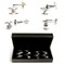 4 pairs assorted golf cufflinks gift set with presentation gift box includes:
1 pair gold golf clubs & golf ball cufflinks 
1 pair silver golf ball cufflinks
1 pair silver golf clubs with golf ball cufflinks
1 pair silver golf bag cufflinks