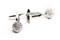 silver golf ball cufflinks shown as a pair close up image