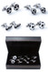4 Pairs Assorted Soccer Cleat & Soccer Balls Cufflinks Gift Set with presentation gift box