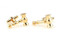 Gold gavel cufflinks shown as a pair close up image