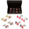4 Pairs Assorted USA American Flags & Canadian Flag Cufflinks Gift Set with Presentation Gift Box close up image