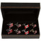 4 Pairs Assorted American Flags & Flag of Canada Cufflinks Gift Set displayed in Presentation Gift Box close up image