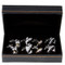 4 Pairs Assorted Fish & Fishing Reel cufflinks gift set with presentation gift box close up image