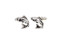 silver trout fish cufflinks shown as a pair close up image