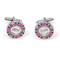 Pink $500 Casino Poker chip Cufflinks shown as a pair close up image