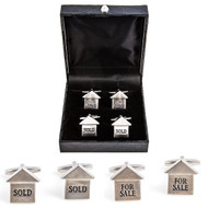 2 Pairs Realtor For sale & Sold Sign Cufflinks Gift Set with presentation gift box includes
1 pair of House For Sale Cufflinks
1 pair of Sold Sign Cufflinks