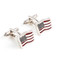 Silver American Flag Cufflinks shown as pair side view close up image