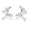 Silver Jet Fighter Air Plane Cufflinks shown as a pair close up image