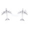 Commercial Airplane Jet airliner cufflinks shown as a pair close up image