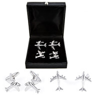 2 Pairs of Commercial Airliner Jet Plane Cufflinks Gift Set with presentation gift box
