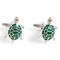 Green Turtle cufflinks shown as a pair close up image