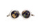real globe cufflinks really spin shown as a pair close up image