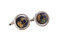 spinning globe cufflinks shown as a pair close up image. These globe cufflinks really spin.