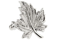 silver maple leaf cufflinks for autumn wedding close up image