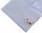 ipod mp3 player cufflinks displayed on a white dress shirt sleeve cuff close up image