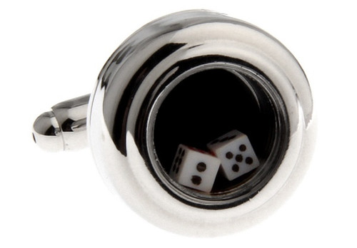 rolling dice cuff-links Las Vegas Craps style dice really move close up image