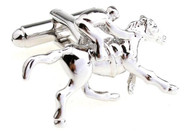Silver Horse & Jockey Cufflinks close up image