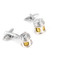 2 tone silver & gold fishing reel cufflinks shown as a pair right angle view close up image