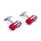red fire engine truck cufflinks shown as a pair close up image